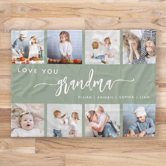 Liebe You Oma 8 Foto Collage Seite Grün Fleecedecke