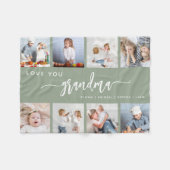 Liebe You Oma 8 Foto Collage Seite Grün Fleecedecke (Vorderseite (Horizontal))