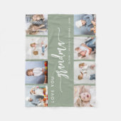 Liebe You Oma 8 Foto Collage Seite Grün Fleecedecke (Vorderseite)