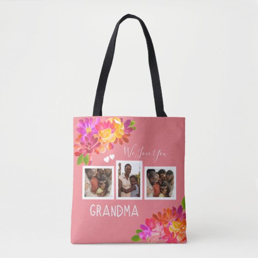 Liebe You Oma Bright Pink Florals Fotos Tasche B (Vorderseite)