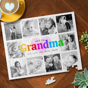 Liebe You Oma Colorful Modern 10 Foto Collage Puzzle