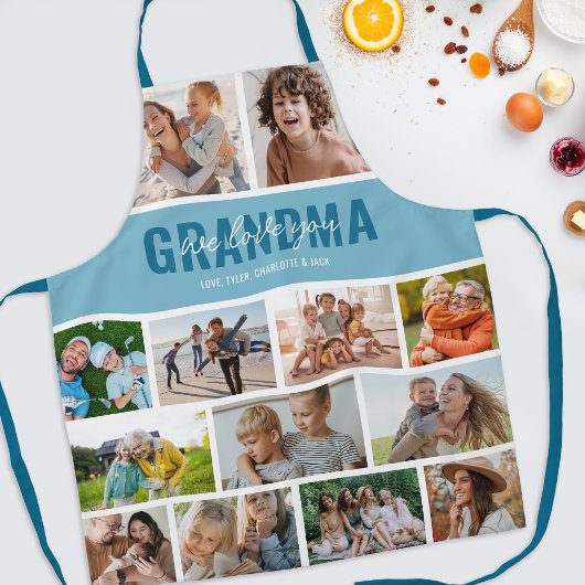 Liebe You Oma Foto Collage Blue Schürze