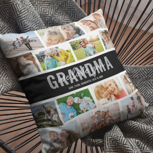 Liebe You Oma FotoCollage Black Kissen