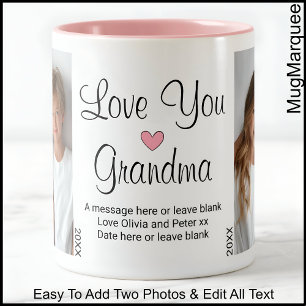 Liebe You Oma Geburtstagstext & Fotos, White C00 Zweifarbige Tasse