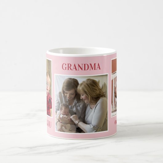 Liebe You Oma Grandkids 3 Foto Collage Pink Kaffeetasse (Mittel)