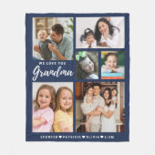 Liebe You Oma Grandkids 6 Foto Collage Blue Fleecedecke (Vorderseite)