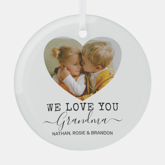 Liebe You Oma Heart Foto Ornament Aus Glas (Vorderseite)