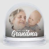 Liebe You Oma Moderne Elegante Script 2 Foto Schneekugeln (Vorderseite)