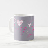 Liebe You Oma Pink Buffalo Karo Herz Kaffeetasse (Vorderseite Links)