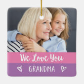 Liebe You Oma | Rosa Farbblock Zwei Fotos Keramikornament (Rückseite)
