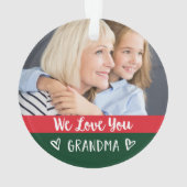 Liebe You Oma | Rotgrüner Farbblock Zwei Fotos Ornament (Rückseite)