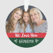 Liebe You Oma | Rotgrüner Farbblock Zwei Fotos Ornament (Vorderseite)