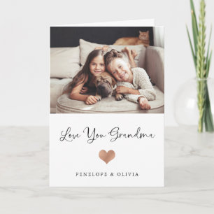Liebe You Oma   Skript und Herz mit Foto Karte