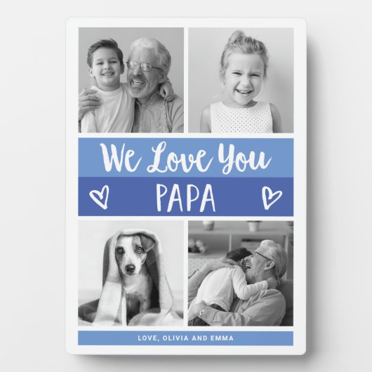 Liebe You Papa | Blau-Foto-Blockgitter Fotoplatte (Vorderseite)