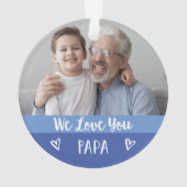 Liebe You Papa | Blauer Farbblock Zwei Fotos Ornament (Rückseite)