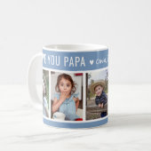 Liebe You Papa Grandkids 5 Foto Collage Blue Kaffeetasse (Vorderseite Links)