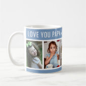 Liebe You Papa Grandkids 5 Foto Collage Blue Kaffeetasse (Links)