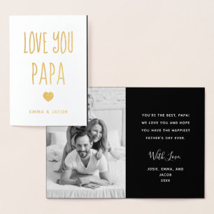 Liebe You Papa   Ihr Foto und modernes Herz Folienkarte