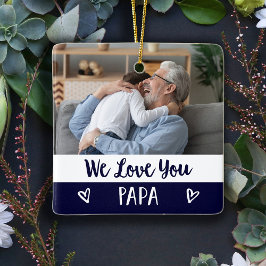 Liebe You Papa | Navy Blue Color Block Two Foto Keramikornament