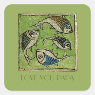 Liebe You Papa Quadratischer Aufkleber