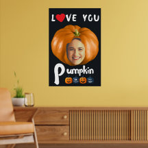 LIEBE YOU Pumpkin Custom Foto - Black Poster