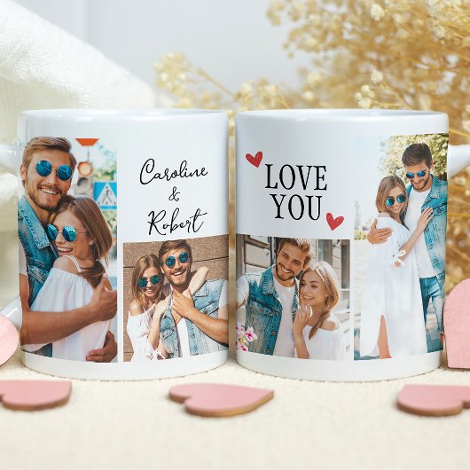 Liebe You Red Heart Couple Foto Collage Kaffeetasse