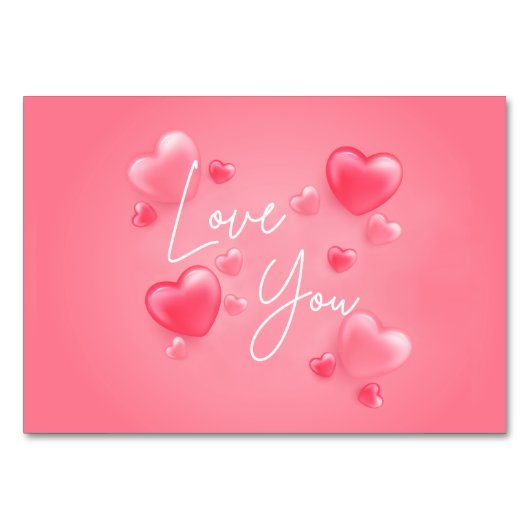 Liebe You Sweetheart Table Card Tischnummer (Vorderseite)