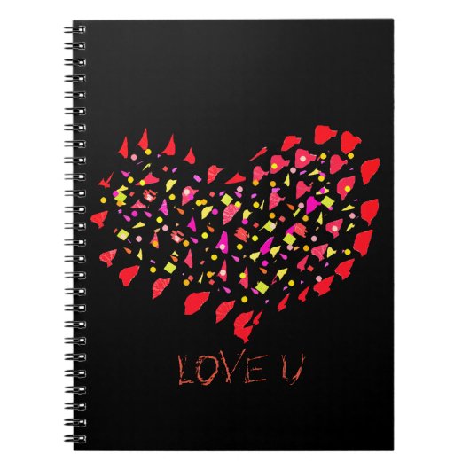 Liebe You U Big Red Heart Notebook Notizblock (Vorderseite)