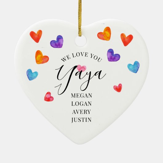 Liebe You Yaya | 2-seitige Keramik Keramik Ornament (Hinten)