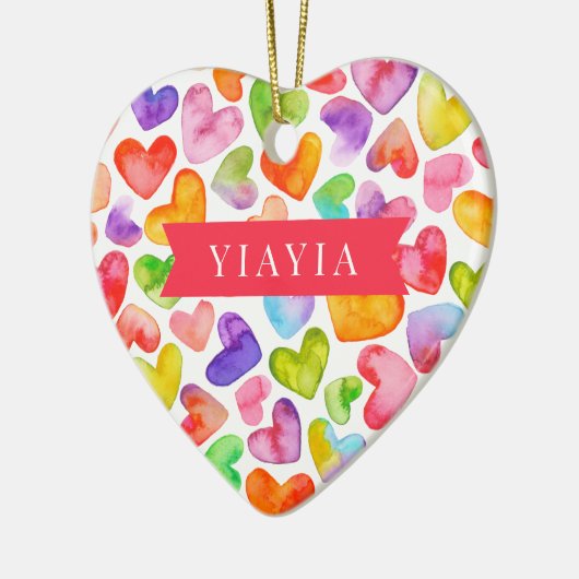 Liebe You Yiayia | 2-seitige Keramik Keramik Ornament (Links)