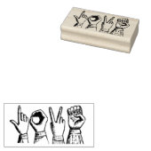Liebe Zeichensprache Vintag Etched Retro Hands Gummistempel (Stempel)