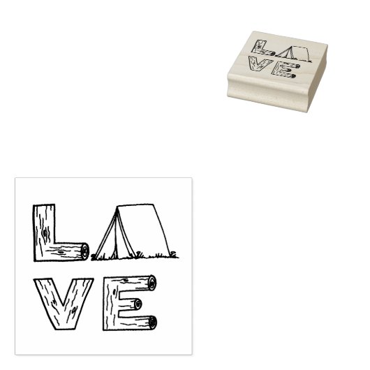 Liebe Zelt Camping Holzhandschrift Gummistempel (Stempel)