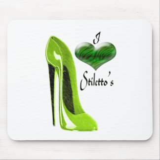 Liebe-Zesty Limoner grüner Stilett-Schuh und Herz Mousepad