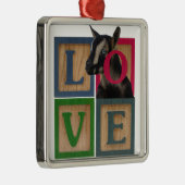 LIEBE-ZIEGEN-WEIHNACHTSverzierungs-BLAUE AUGEN Silbernes Ornament (Rechts)