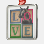 LIEBE-ZIEGEN-WEIHNACHTSverzierungs-BLAUE AUGEN Silbernes Ornament (Links)