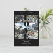Liebe Zitat Black Trendy Collage Hochzeit 6 Fotos Dankeskarte (Stehend Vorderseite)