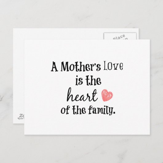 Liebe-Zitat der Mutter Postkarte (Vorne/Hinten)
