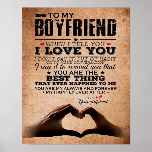 Liebe Zitat für Boyfriend, Ehemänner Liebe Geburts Poster (Vorne)