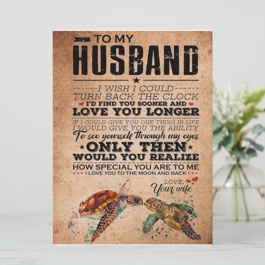 Liebe-Zitat für Geschenkidee von Ehemann, Geburtst Menükarte (Stehend Vorderseite)