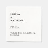 Liebe Zitat Moderne Schwarz-Weiß-Hochzeit Serviette (Vorderseite)