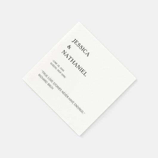 Liebe Zitat Moderne Schwarz-Weiß-Hochzeit Serviette (Ecke)