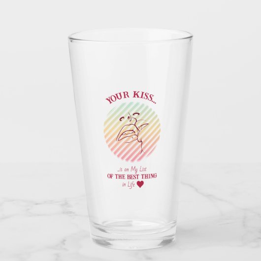 Liebe Zitat Romantischer Kiss Glas (Vorderseite)