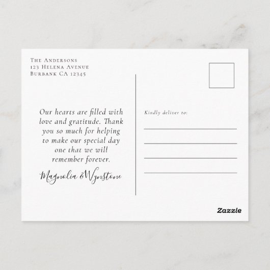 Liebe Zitat Skript-Fotos Hochzeit Vielen Dank Postkarte (Rückseite)