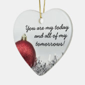 Liebe zitieren rote glitzernde Weihnachtsball roma Keramik Ornament (Links)