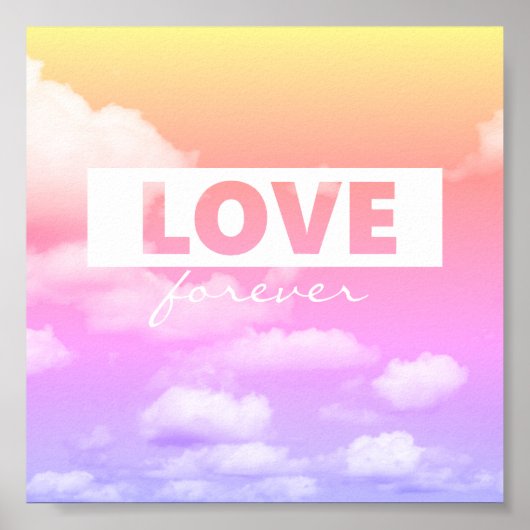 Liebe zitieren Typografie Poster rosa Wolken (Vorne)