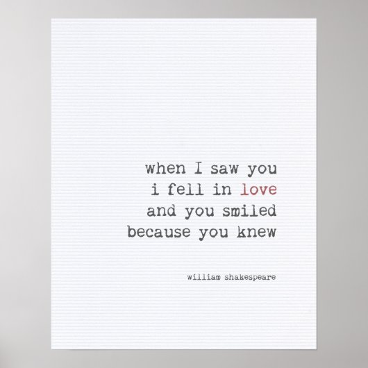 Liebe zitiert Kunsttypografie Shakespeare Poster (Vorne)
