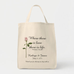 Liebe zitiert rosa Rose w, Wedding willkommene Tragetasche