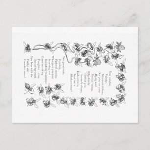 Liebe zu Bienen - Vintage-Bild und Gedicht Postkarte