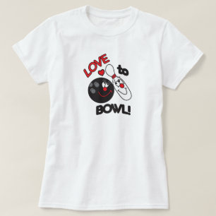 Liebe zu Bowl Bowling Button und Ball T-Shirt