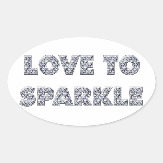 Liebe zu sparkle ovaler aufkleber (Vorderseite)